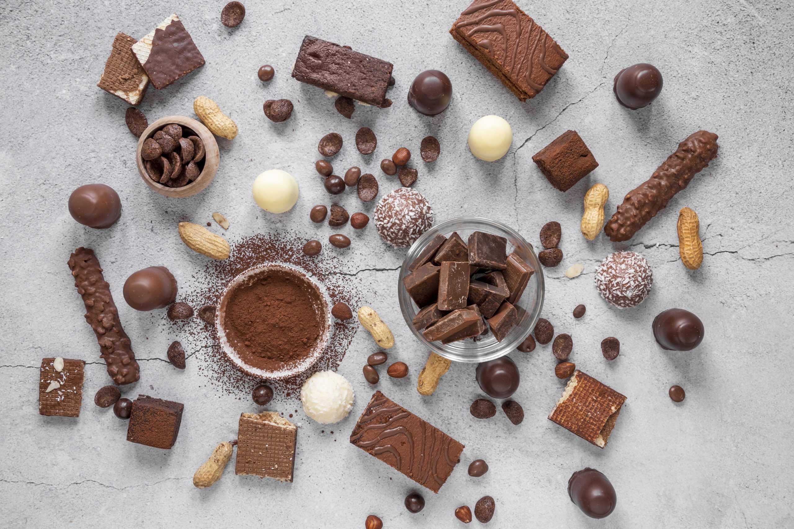 chocolate arrangement light background