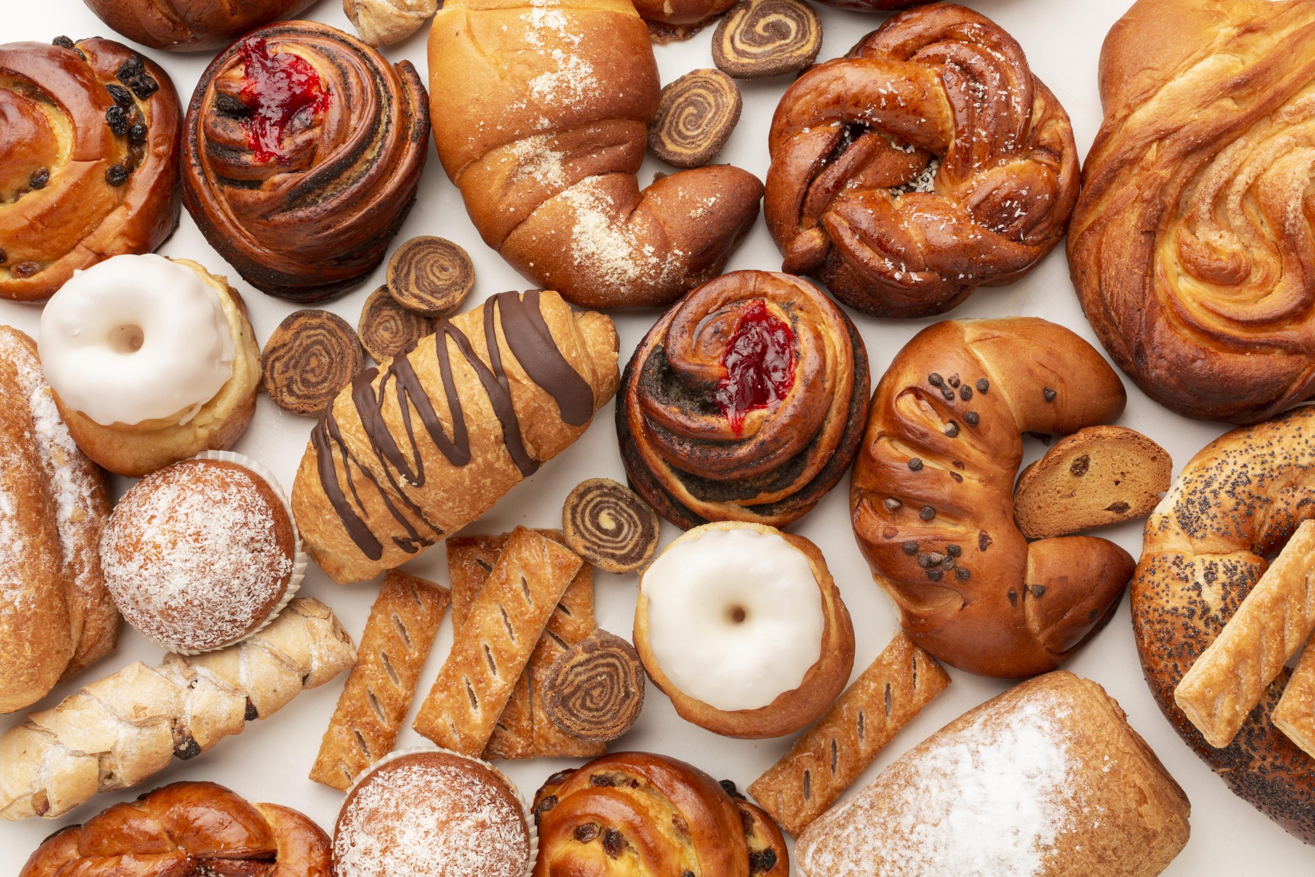 sweet pastry assortment top view